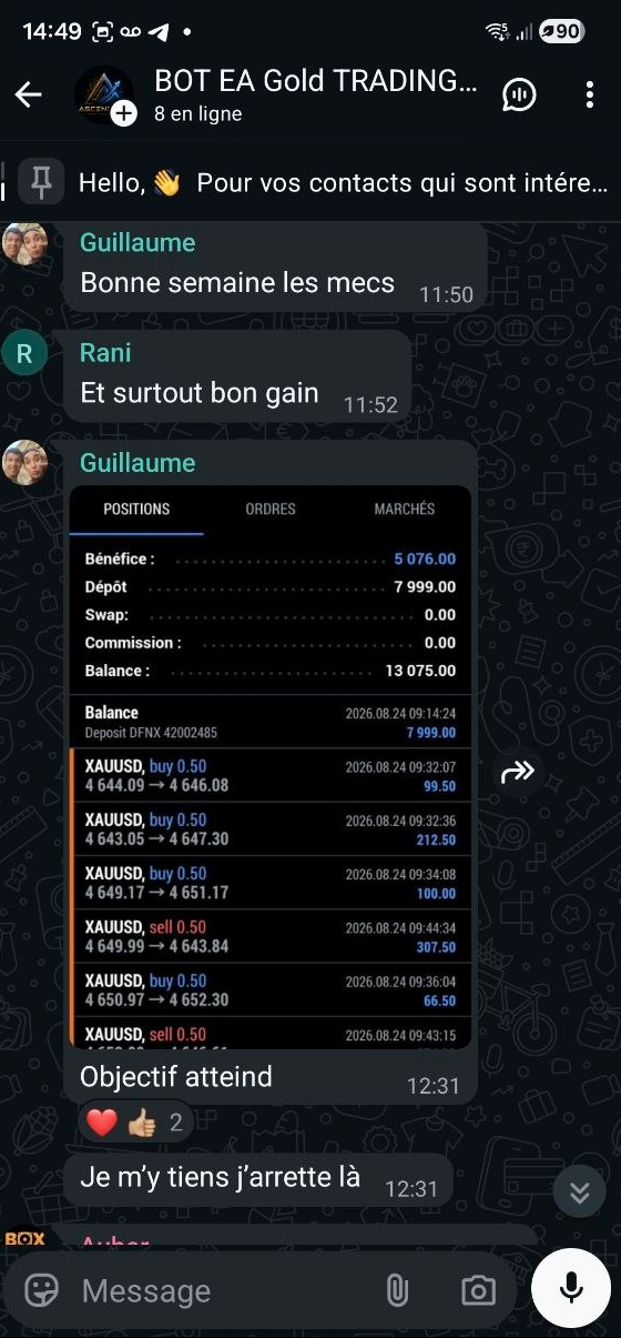 Le partage de Guillaume : capture des résultats de trading