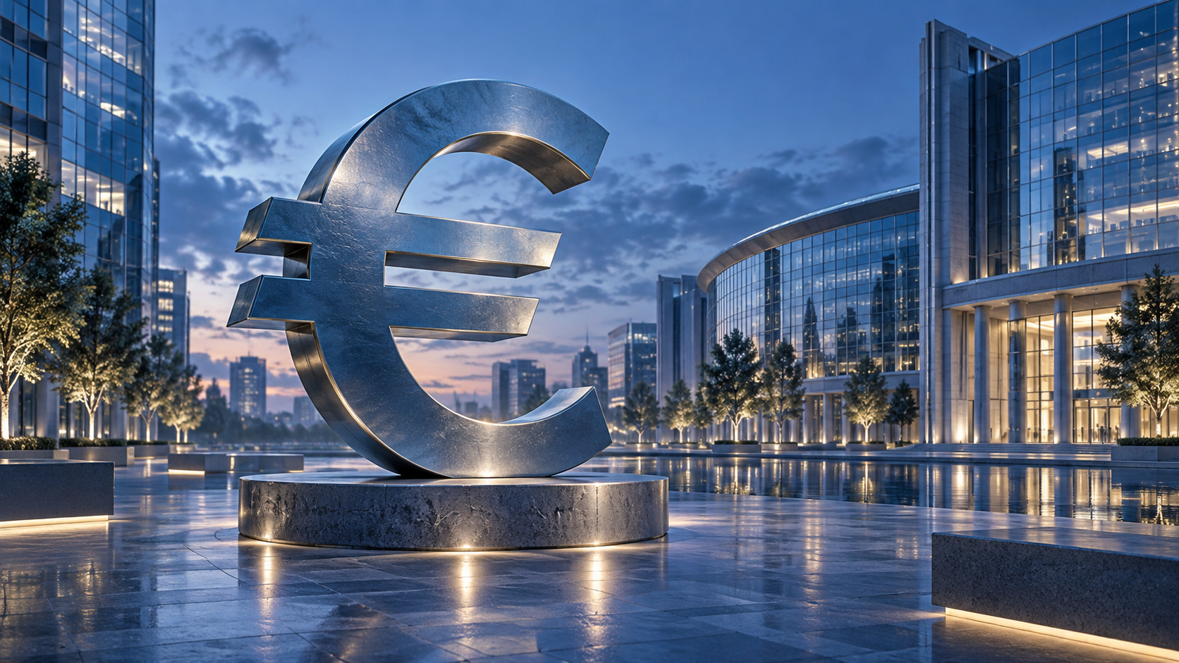 Symbole euro et architecture institutionnelle illustrant la politique monétaire européenne