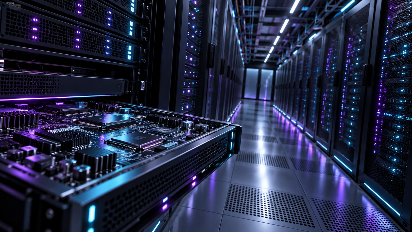 Serveurs et circuits informatiques illustrant le financement des infrastructures d’intelligence artificielle