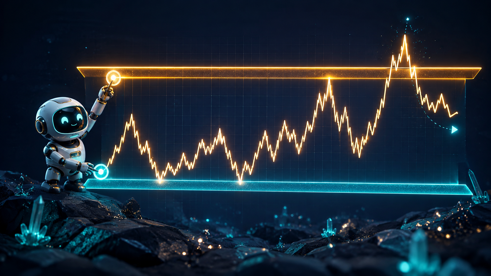 Illustration de niveaux de support et de résistance sur un graphique de marché.